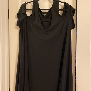 Torrid size 2 black shark hem cold shoulder dress